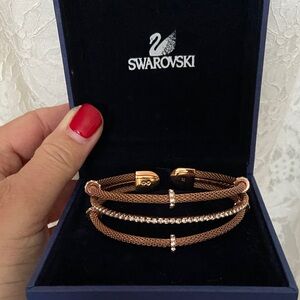 Swarovski Rose Gold and Crystal Bracelet Set Mesh design